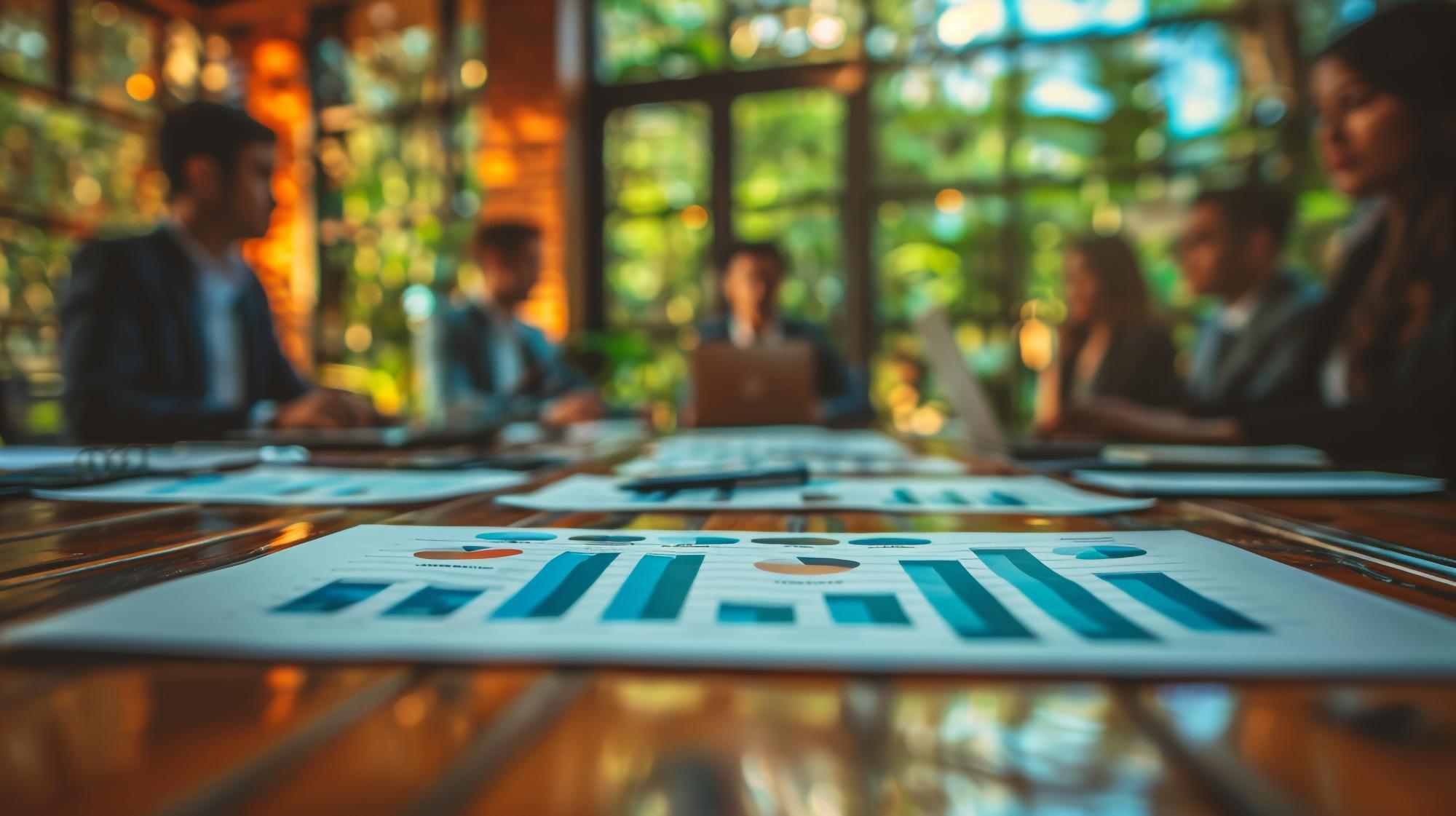 Diverse advisory specialists collaborating on enterprise solutions in modern office